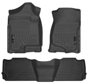 GMC Yukon Floor Liners - Front + 2nd Row - Husky Liners - WeatherBeater - Black - `07-`13